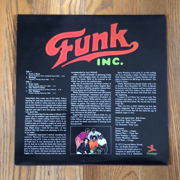 Funk Inc rare vinyl record - Picture 2 of 4